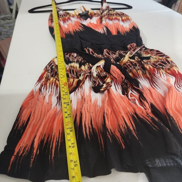 Bisou Bisou Womens S Sleeveless Rayon Tie-Dye Romper Black & Orange - Picture 6 of 13